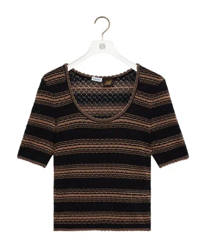 Loewe Short Sleeve Sweater In Cotton Blend In Multi