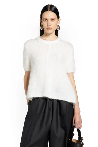 Loewe Short Sleeve Sweater In Mohair Blend In White