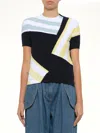 Loewe Striped Fuzzy Knit Short-sleeve Sweater In Multi