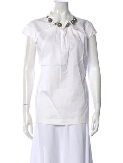 Pre-owned Loewe Short Sleeve Top In White