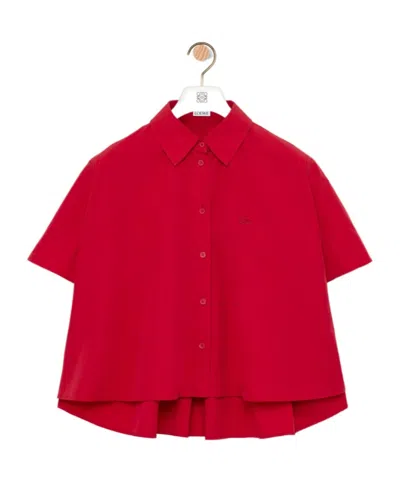 Loewe Short Sleeve Trapeze Shirt In Cotton In Red