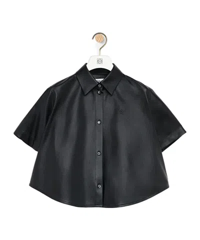 Loewe Short Sleeve Trapeze Shirt In Nappa Lambskin In Black