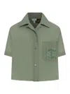 Loewe Short-sleeved Shirt In Sage Color In Gray