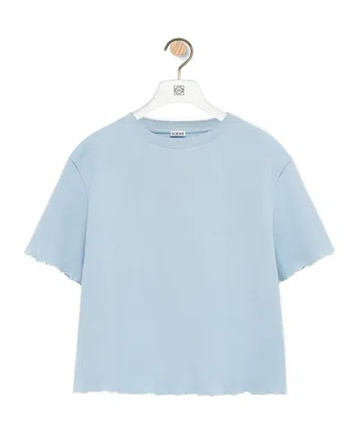 Loewe Short-sleeved Frayed Hem Top In Blue