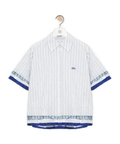 Loewe Short-sleeve Layered Button-down Shirt In White