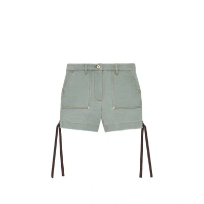 Loewe Short Utilitaire En Denim De Coton In Green