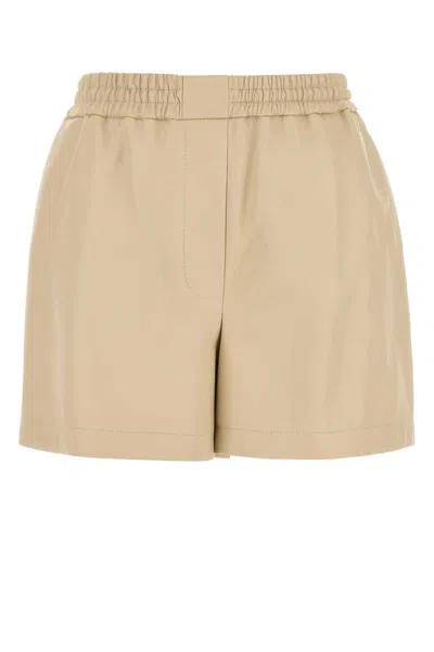 Loewe Shorts In Pelle Sabbia Donna In Brown