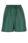 Loewe Leather Elasticated Mini Shorts In Green