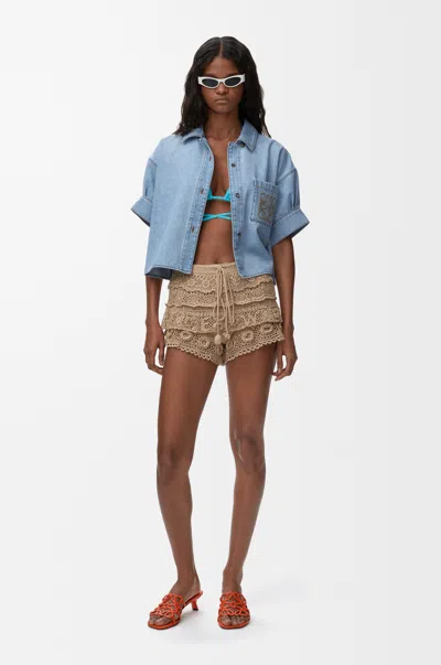 Loewe Shorts In Cotton Crochet Size: M For Woman In Brown