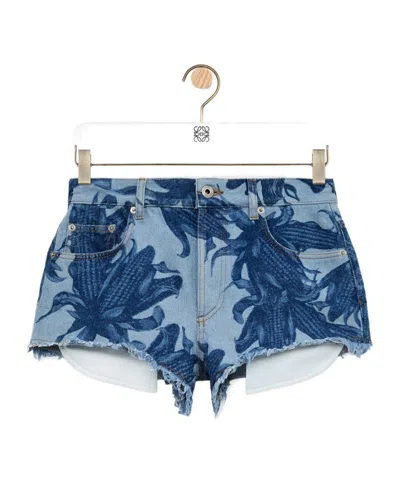Loewe Shorts In Denim In Blue