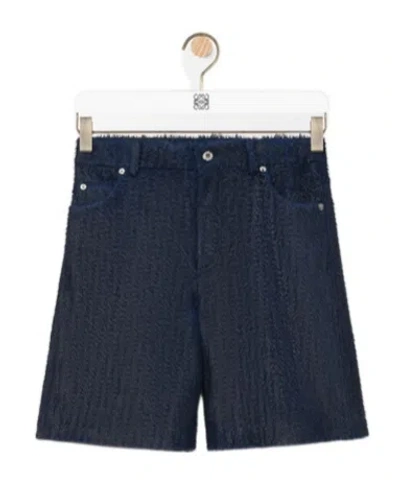 Loewe Shorts In Nappa Lambskin In Blue