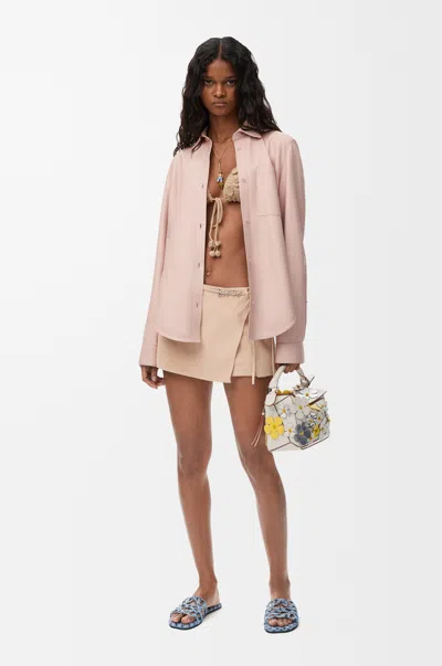 Loewe Shorts In Suede Leather Skin Size: 34 For Woman In Pink