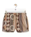 Loewe Cotton Blend Jacquard Shorts In Beige/multicolor