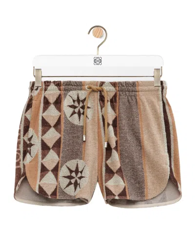 Loewe + Paula's Ibiza Jacquard-woven Cotton-blend Terry Shorts In Neutrals