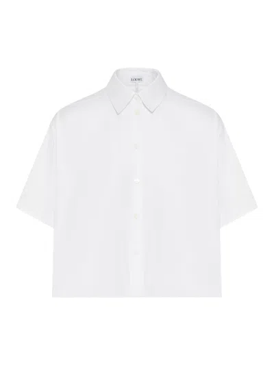 Loewe Shorts Sleeve Trapeze Shirt In Cotton In White