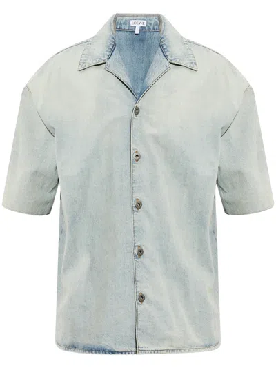 Loewe Short-sleeve Denim Shirt In Blue