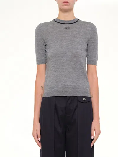 Loewe Short-sleeve Sweater In Gray