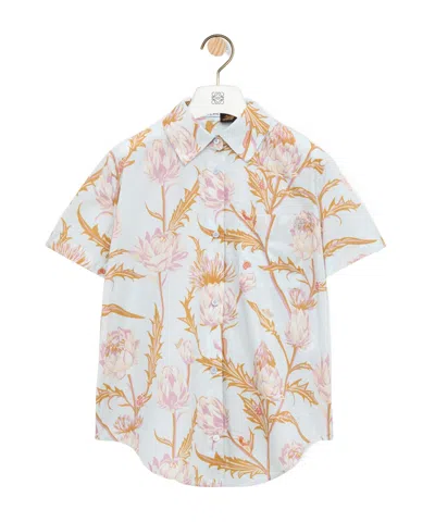 Loewe Short-sleeved Curved Hem Shirt In Blue