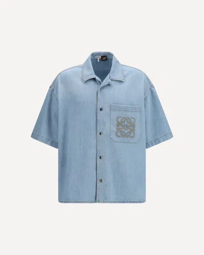 Loewe Anagram Denim Shirt In Blue