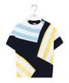 Loewe Striped Fuzzy Knit Short-sleeve Sweater In Multi
