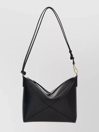 Loewe Shoulder Bag With Adjustable Strap And Gold-tone Hardware In Black