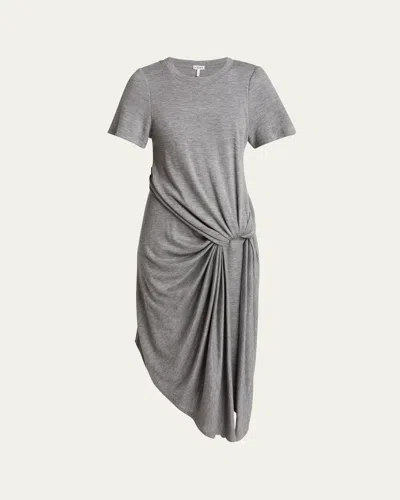 Loewe Side Drape Jersey T-shirt Dress In Anthracite
