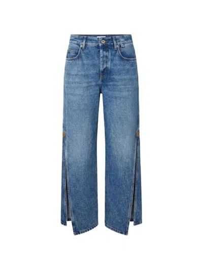 Loewe Side-slit Wide-leg Denim Jeans In Blue