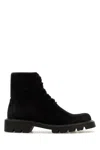 Loewe Sierra Suede Combat Boots In Blackmediumtabacco