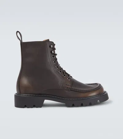 Loewe Sierra Leather Combat Boots In Brown