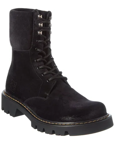 Loewe Sierra Suede Combat Boot In Black