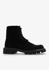 Loewe Sierra Suede Combat Boots In Black