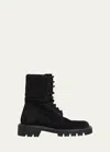 Loewe Sierra Suede Lace-up Combat Boots In Black