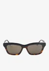 Loewe Sigma Slim Rectangular Sunglasses In Brown