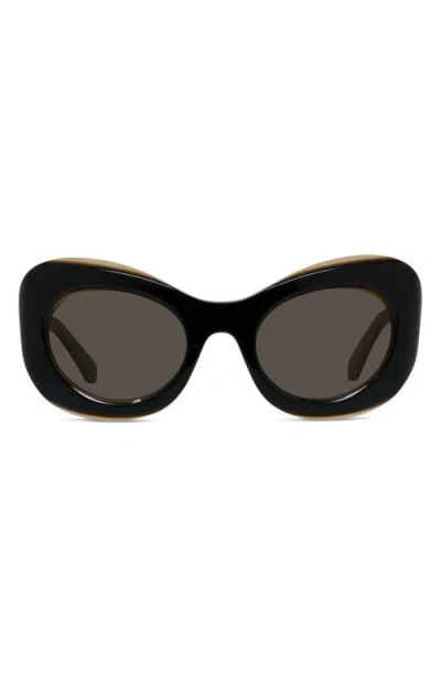 Loewe Signature 52mm Cat Eye Sunglasses In Black