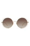 Loewe Signature 54mm Gradient Round Sunglasses In Gold/gradient Brown