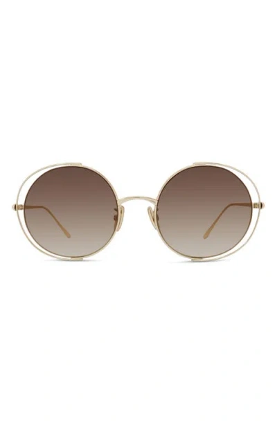 Loewe Signature 54mm Gradient Round Sunglasses In Gold/gradient Brown