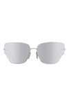 Loewe Signature 70mm Mirrored Oversize Geometric Sunglasses In Shiny Palladium / Smoke Mirror