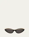 Loewe Cat-eye Acetate Sunglasses In Shiny Black Smoke