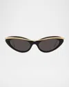 Loewe Cat-eye Acetate Sunglasses In Shiny Black Smoke