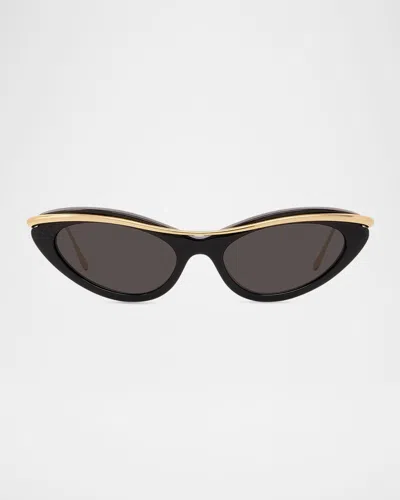 LOEWE SIGNATURE ACETATE & METAL CAT-EYE SUNGLASSES