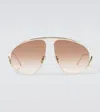 Loewe Signature Aviator Sunglasses In Gold