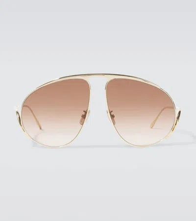 Loewe Signature Aviator Sunglasses In Gold