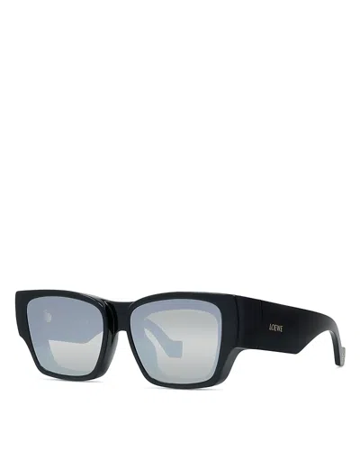 LOEWE SIGNATURE BLACK RECTANGULAR SUNGLASSES, 56MM