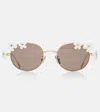 Loewe Daisy Field Round-frame Metal Sunglasses In Gold