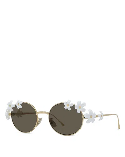 LOEWE SIGNATURE FLOWER FRAMED YELLOW OVAL SUNGLASSES, 51MM