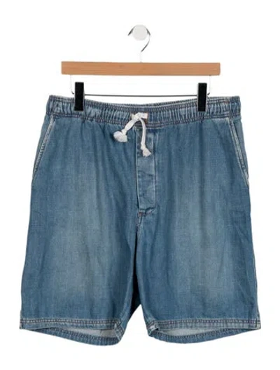 Pre-owned Loewe Signature Logo Denim Shorts In Blue