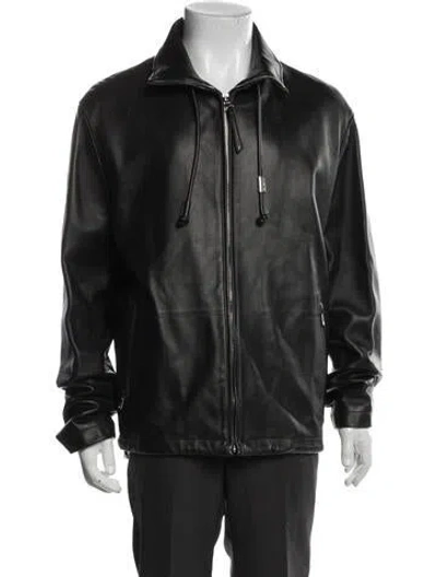 Pre-owned Loewe Signature Logo Lamb Leather Bomber Jacket In Black