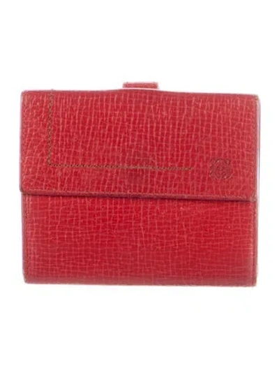Pre-owned Loewe Signature Logo Leather Compact Wallet In Multi