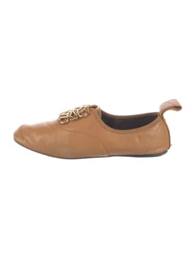 Pre-owned Loewe Signature Logo Leather Mules In Neutral