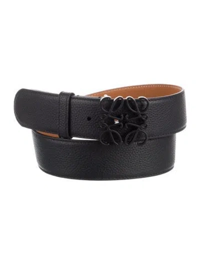 Pre-owned Loewe Signature Logo Leather Waist Belt In Black